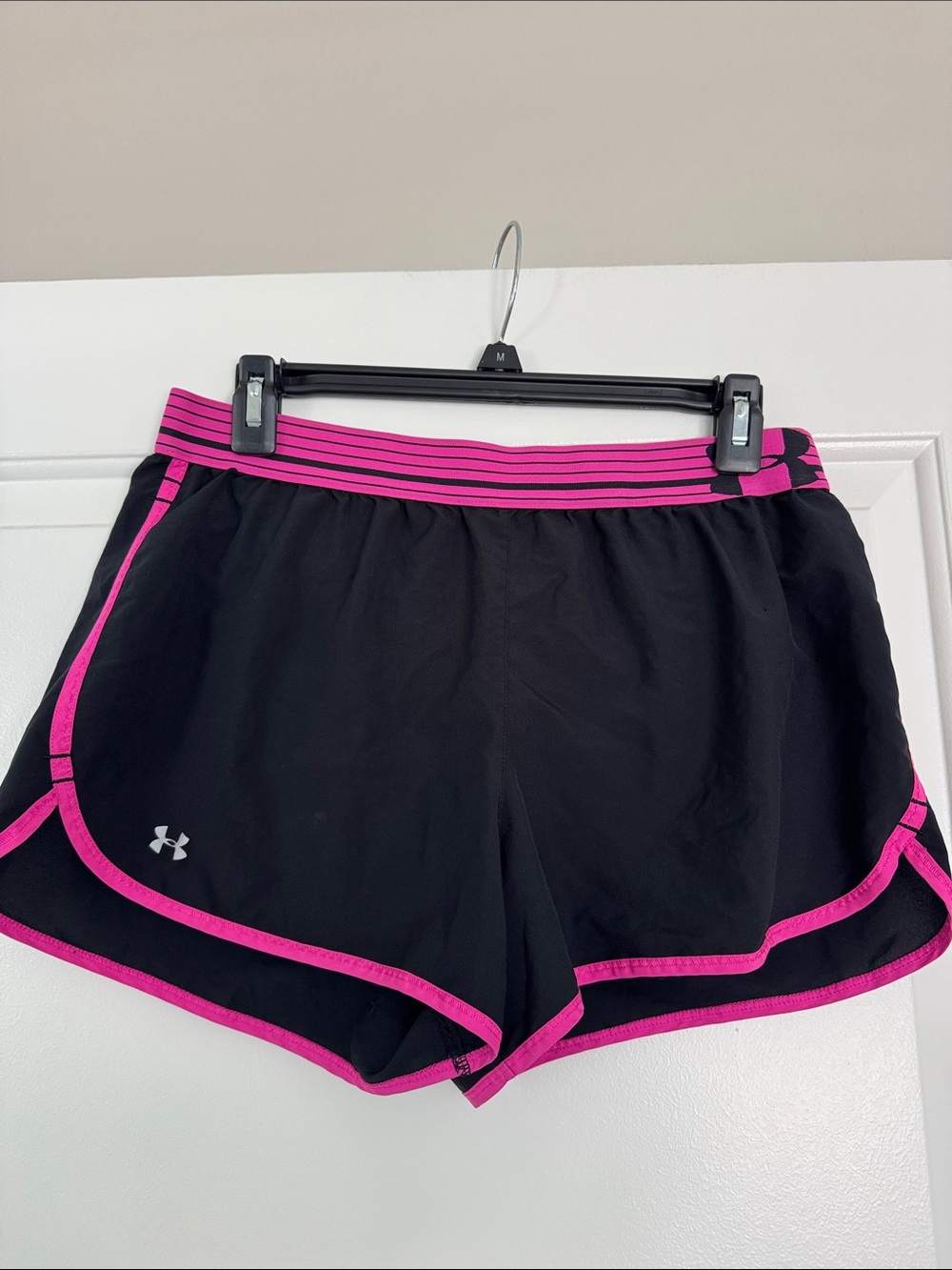 Under Armour Black Athletic Shorts with Pink Trim